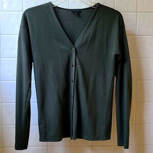Ann Taylor V-Neck Cardigann, extra small, olive green w/gold buttons